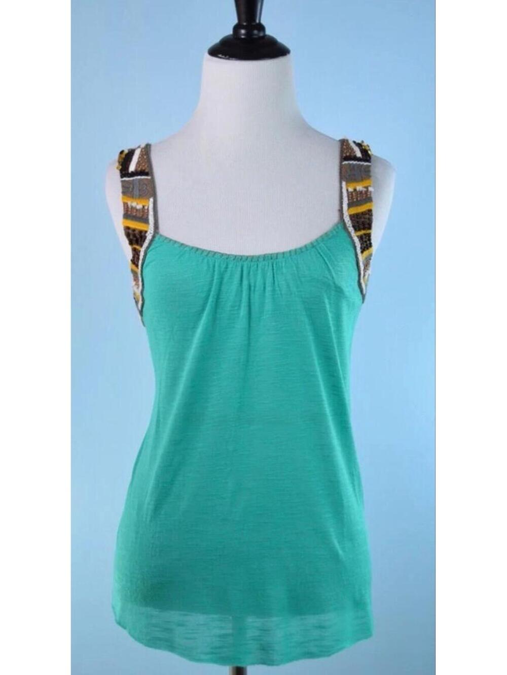 #9 Free People Teal Embroidered Tank Top size XS
